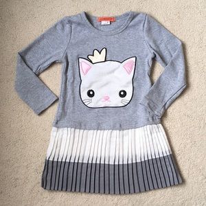 Girls Funkyberry Pleated Cat Dress 4T